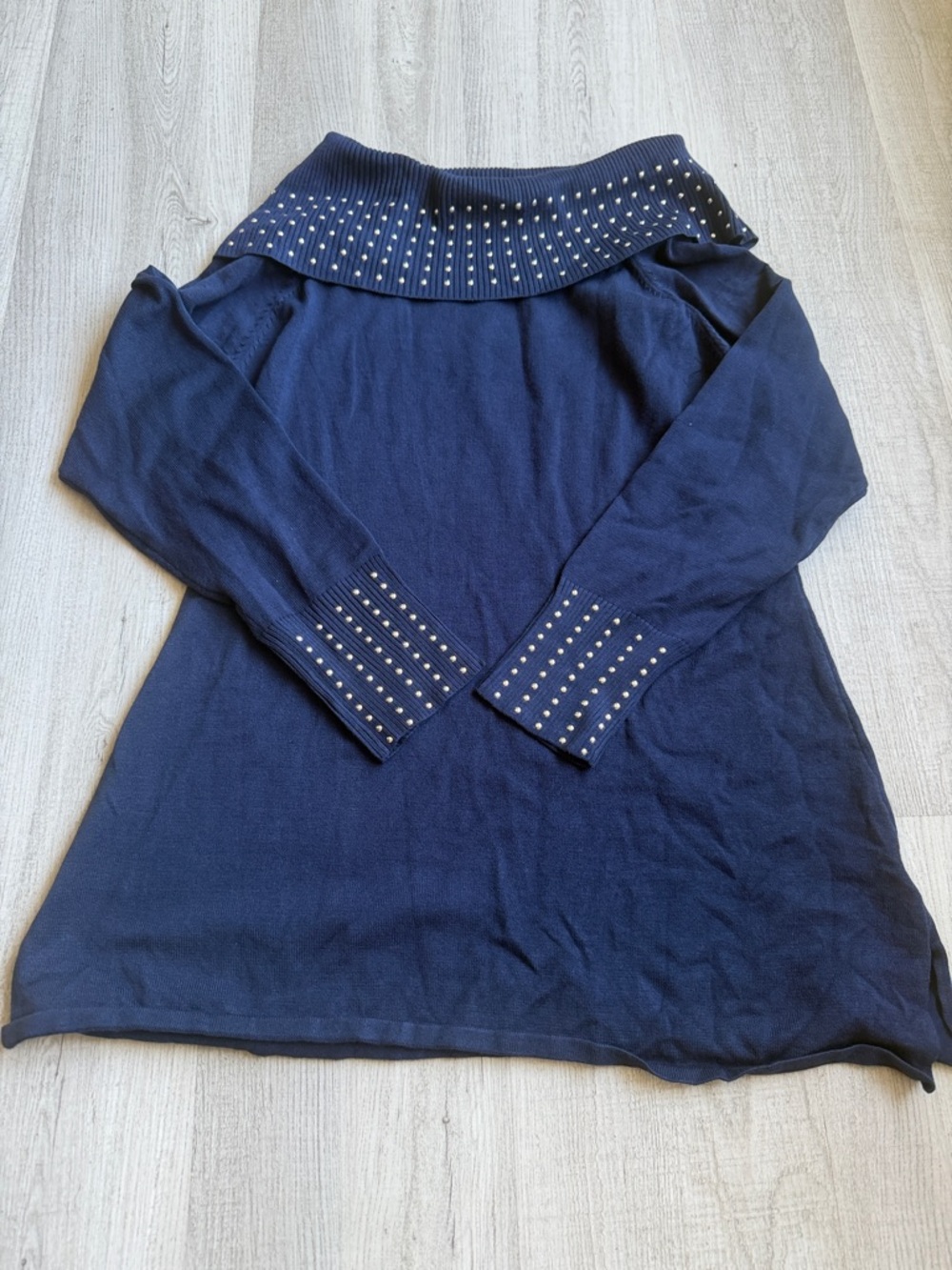 Questions? Navy Blue Sweater with Rhinestones, Size‎ XL C#1A